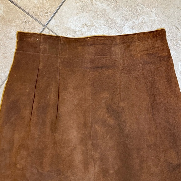 Genuine Suede High Waisted Leather Skirt - Picture 2 of 5
